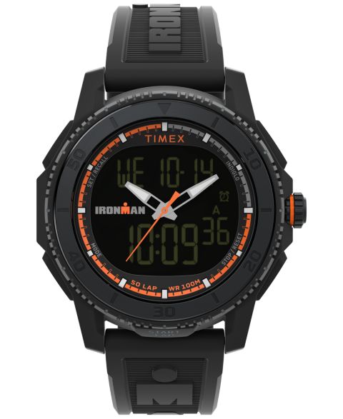 Мужские часы Timex Digital Black Polyurethane Strap Watch, 47mm