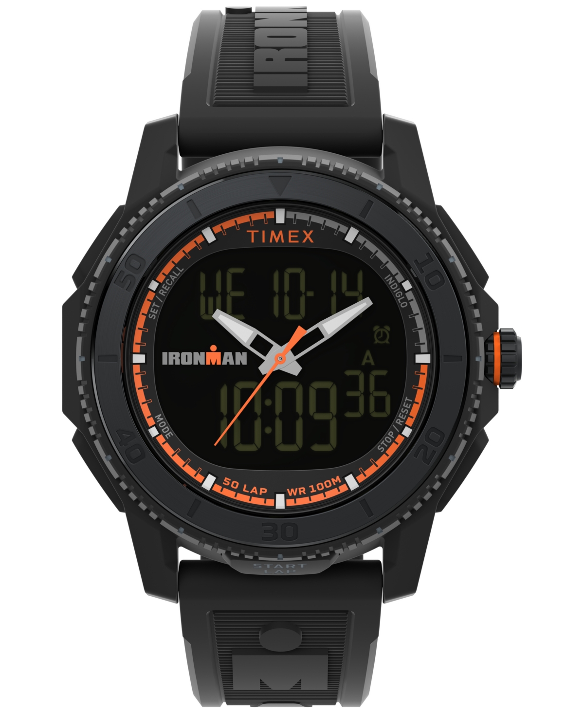 Timex Men's Digital Black Polyurethane Strap Watch, 47mm In Black