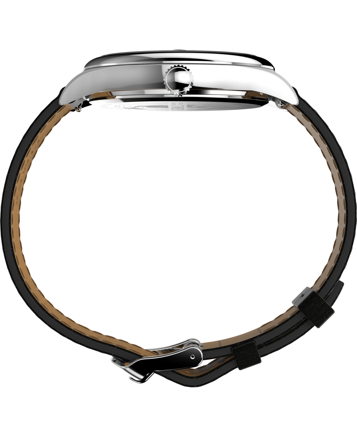 Timex Men's Analog Black Leather Strap Watch, 41mm In Black