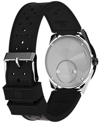 Men's Analog Black Rubber Strap Watch, 38mm