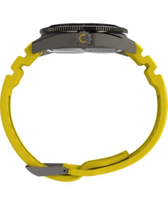 Men's Analog Yellow Rubber Strap Watch, 41mm