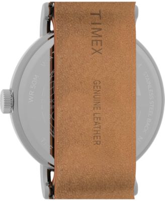 Men's Analog Brown Leather Strap Watch, 40mm