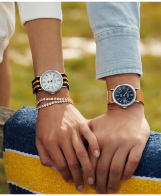 Men's Analog Brown Leather Strap Watch, 40mm