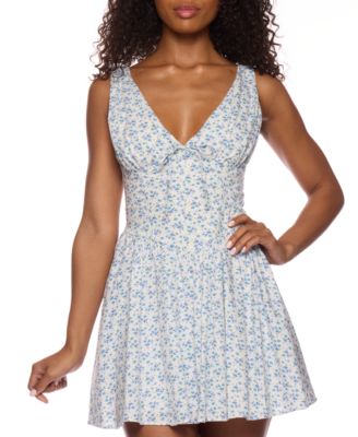 Juniors' Floral-Print Bustier Mini Dress