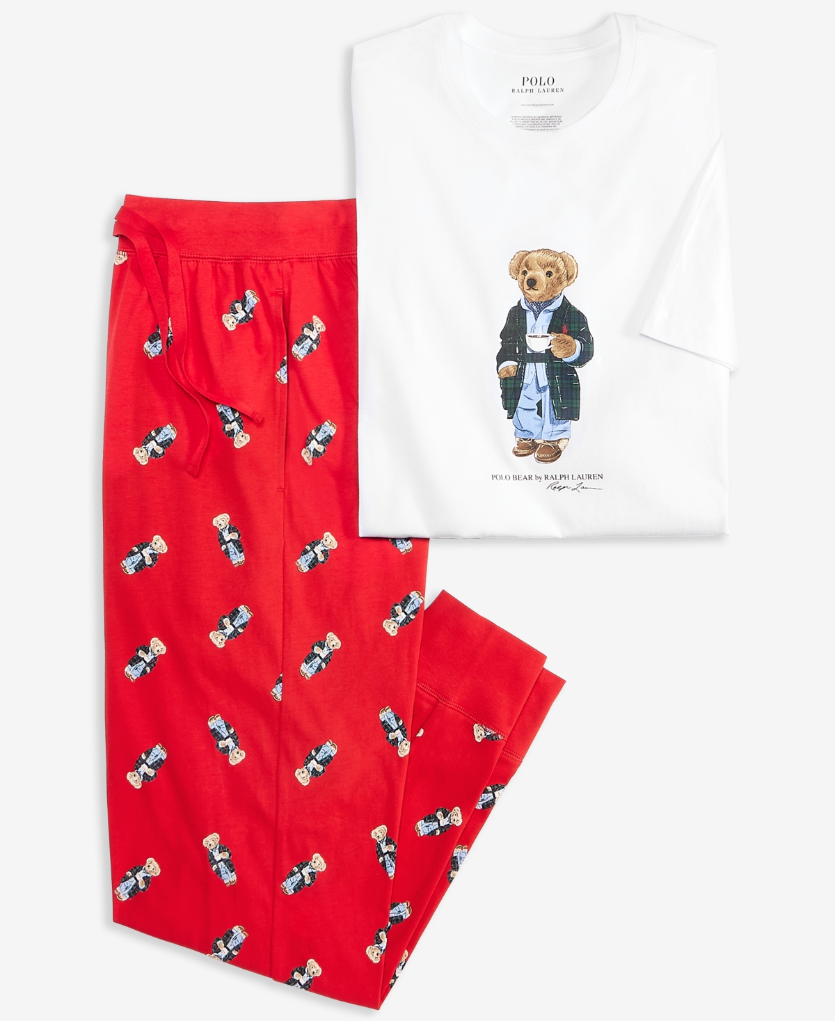 Polo Ralph Lauren Men's Polo Bear Jogger Pajama Set, Exclusively At Macy's In Red