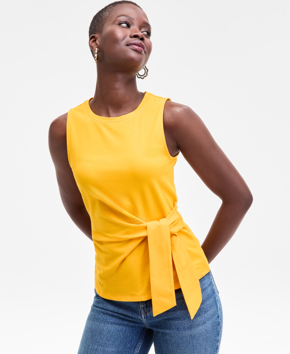Women's Side-Tie Tank Top, Exclusively at Macy's - Citrus Yellow