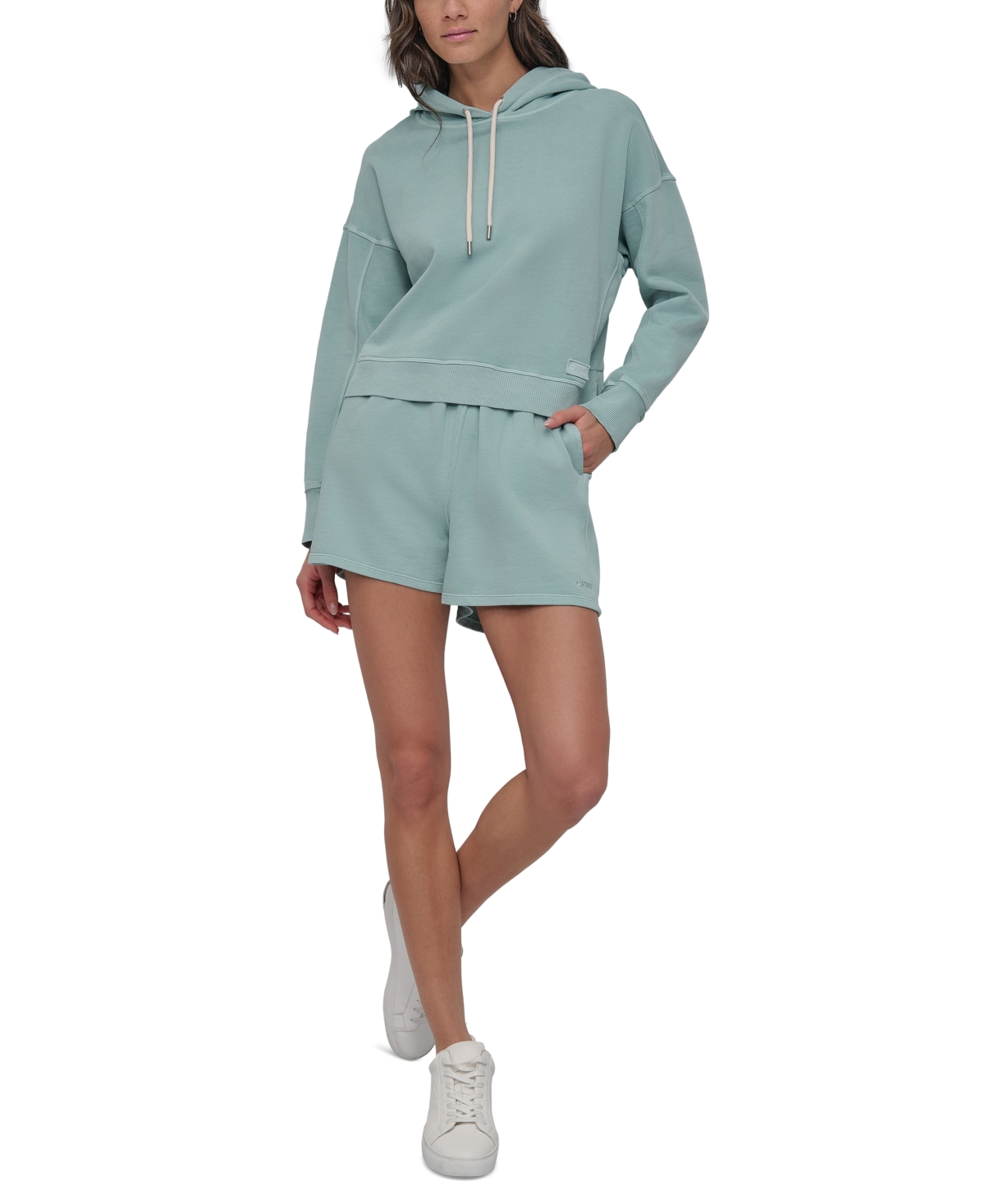 DKNY SPORT WOMEN'S COTTON EMBROIDERED LOGO PULLOVER HOODIE 