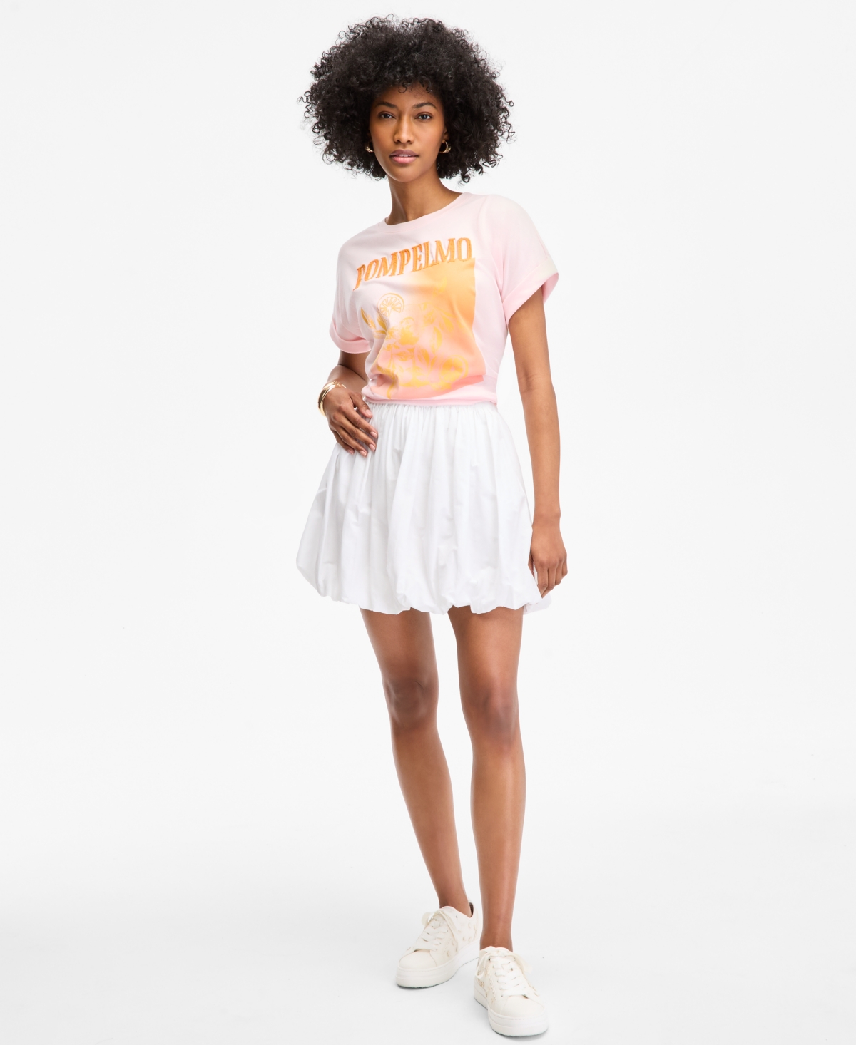Women's Cotton Bubble-Hem Mini Skirt, Exclusively at Macy's - Bright White