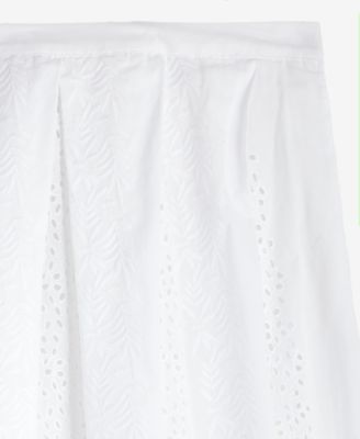 Women's Cotton Eyelet Pleated Midi Skirt, Exclusively at Macy's