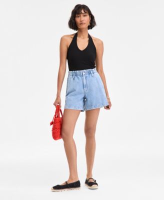 On 34th - Women's Denim Paperbag-Waist Shorts