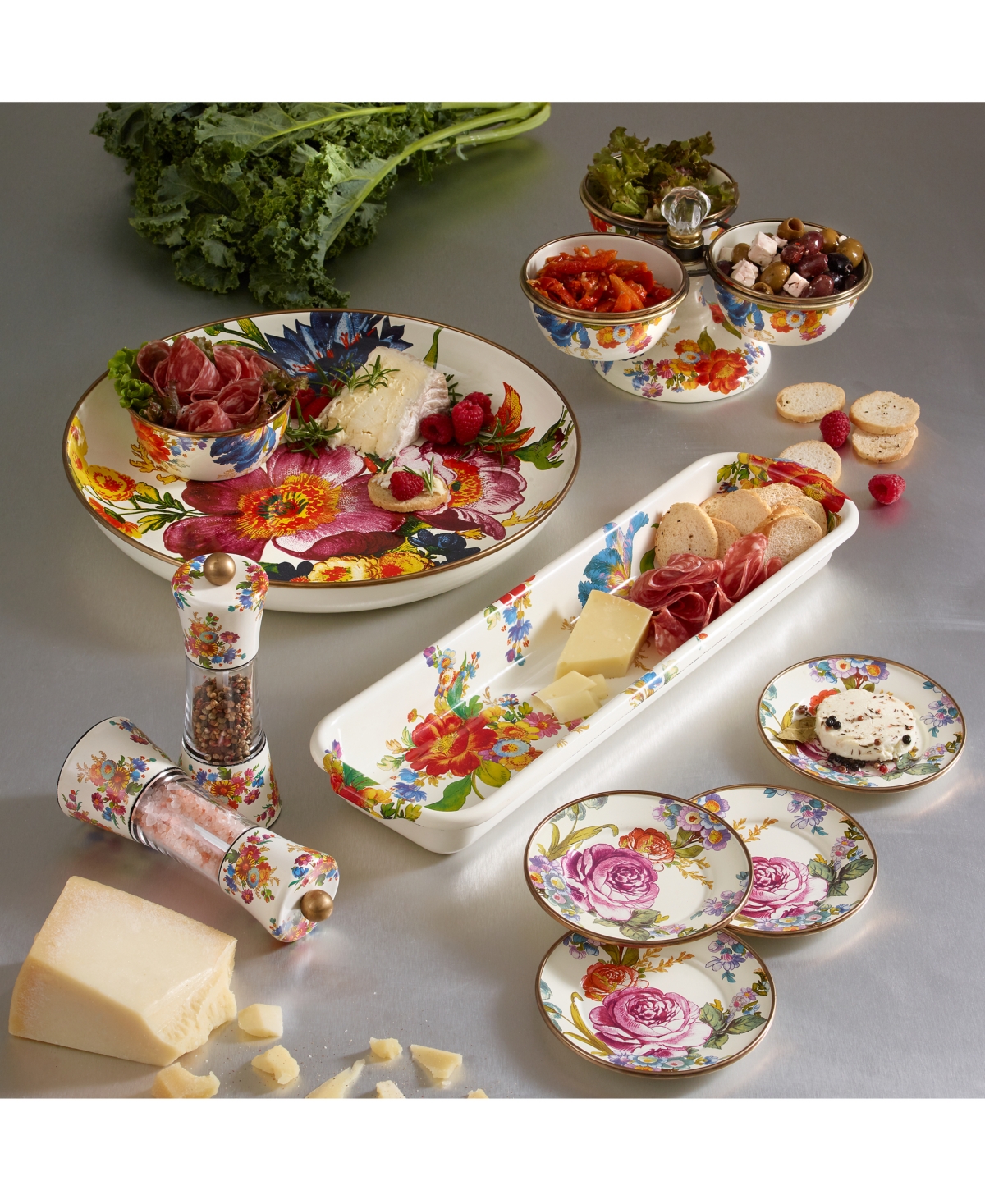 Mackenzie-childs Mackenzie Childs Flower Market Set Of 4 Enameled Steel Appetizer Plates In No Color