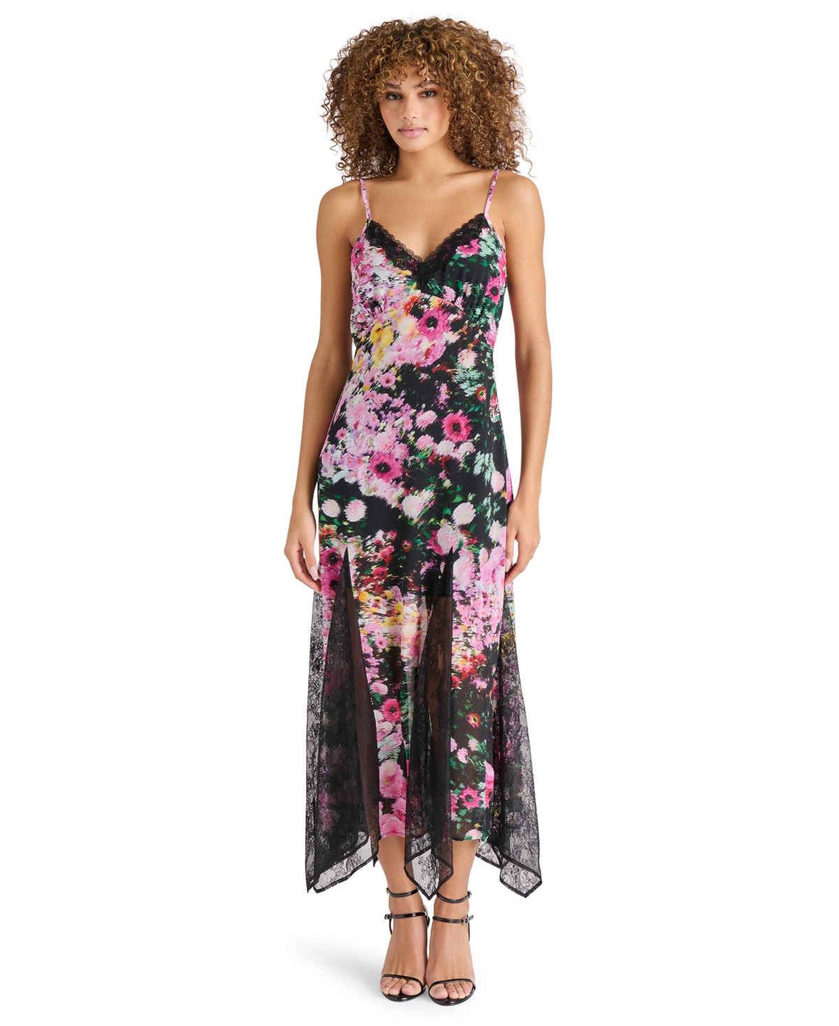 Steve Madden Women's Delia Printed Lace-trim Maxi Dress In Black Multi