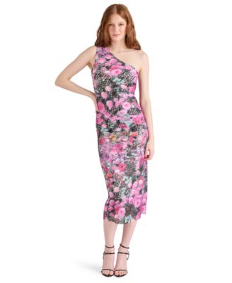 Steve Madden - Women's Sacha Printed Lace One-Shoulder Sheath Dress