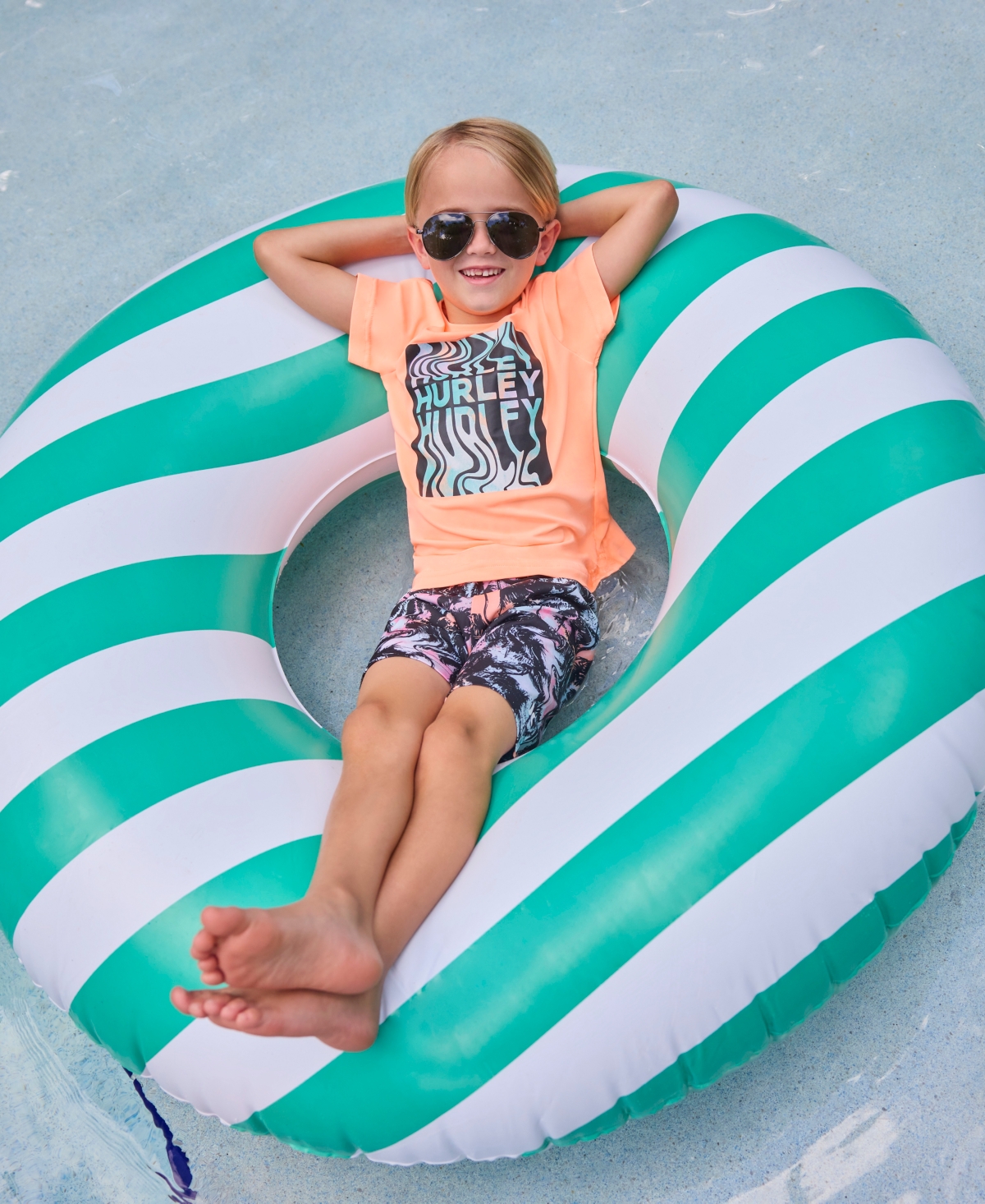 Shop Hurley Little Boys Palm Beach Swim Top & Shorts, 2 Piece Set In Mint