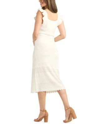 Juniors' Crochet Square-Neck Sleeveless Sweater Dress