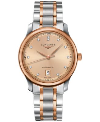 Longines - Women's Swiss Automatic The  Master Collection Diamond Accent 18k Gold-Plated and Stainless Steel Bracelet Watch 38mm L26285997
