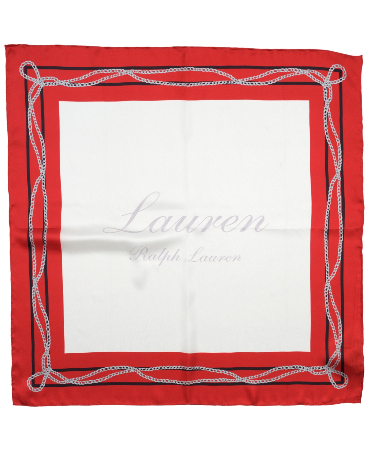 Chain Border Square Scarf - Festive Red
