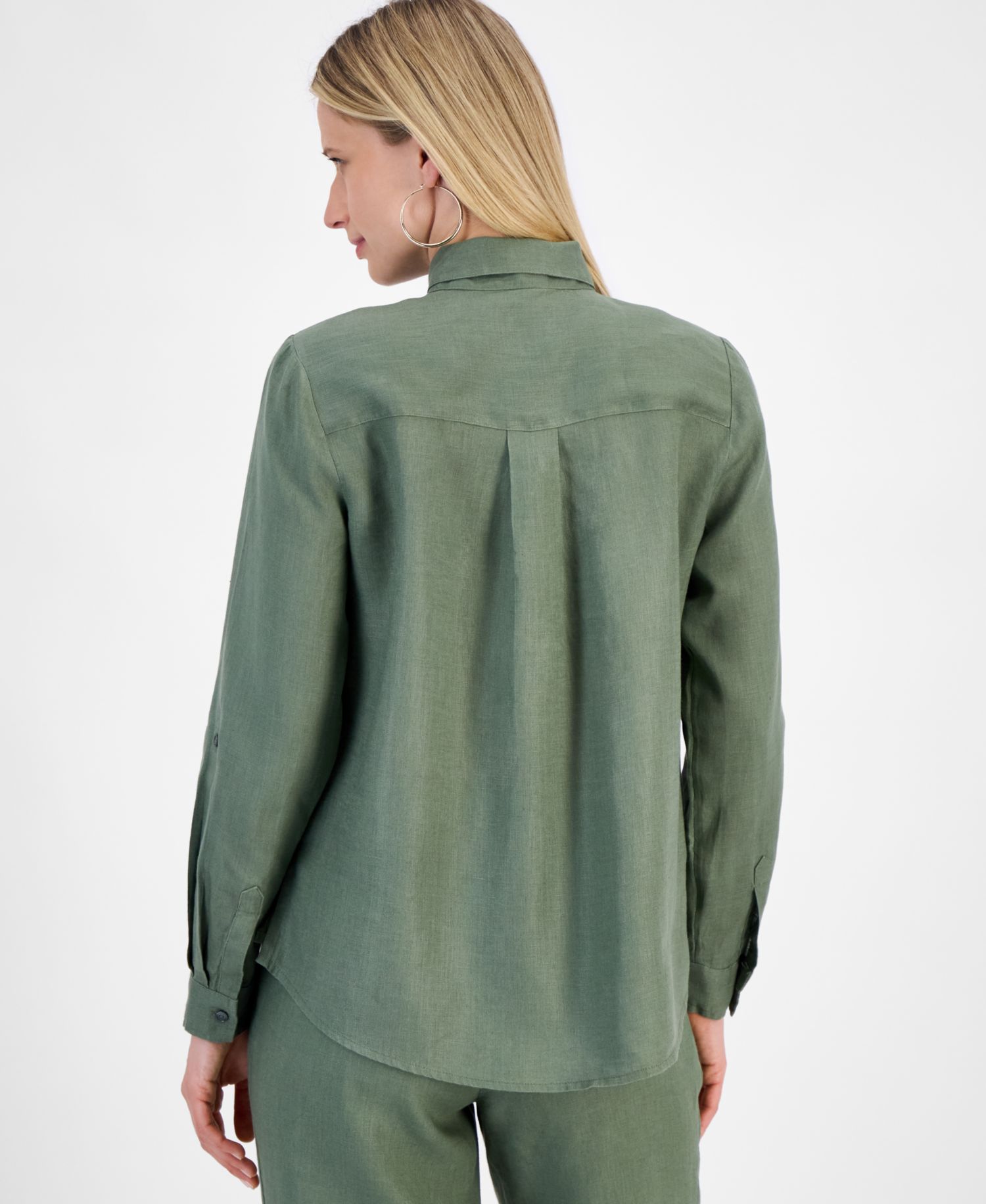 Petite 100% Linen Button-Front Shirt