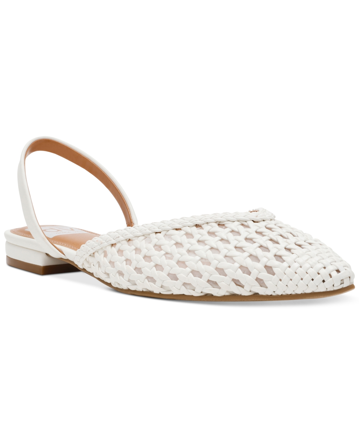 Women's Cashe Woven Slingback Pointed-Toe Flats - Toffee Woven Raffia