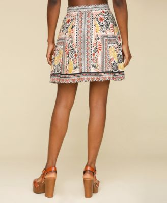 Avec Les Filles Women's Printed Linen-Blend Pleated Mini Skirt