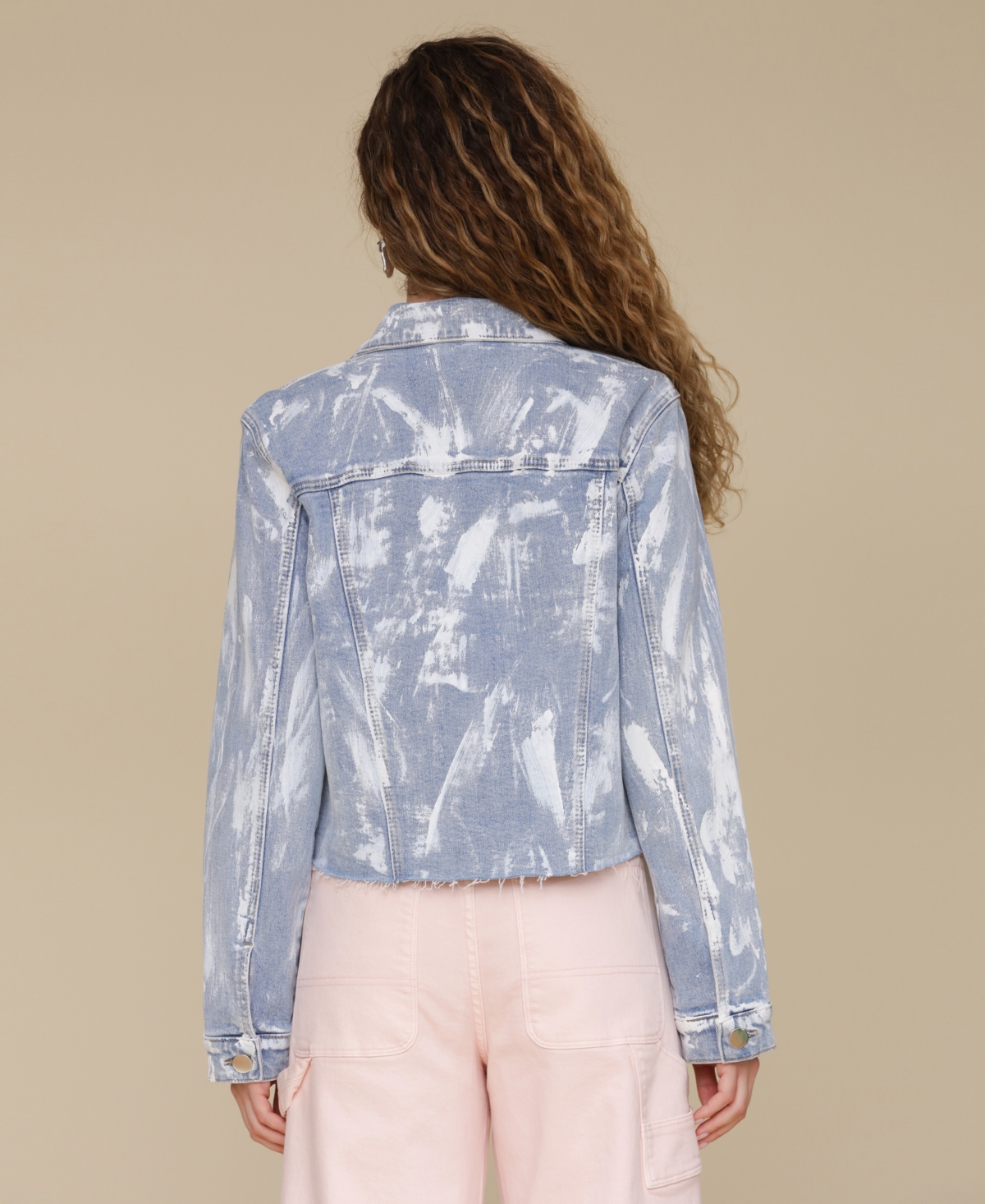 Avec Les Filles Women's Raw-Edge Cropped Trucker Jacket