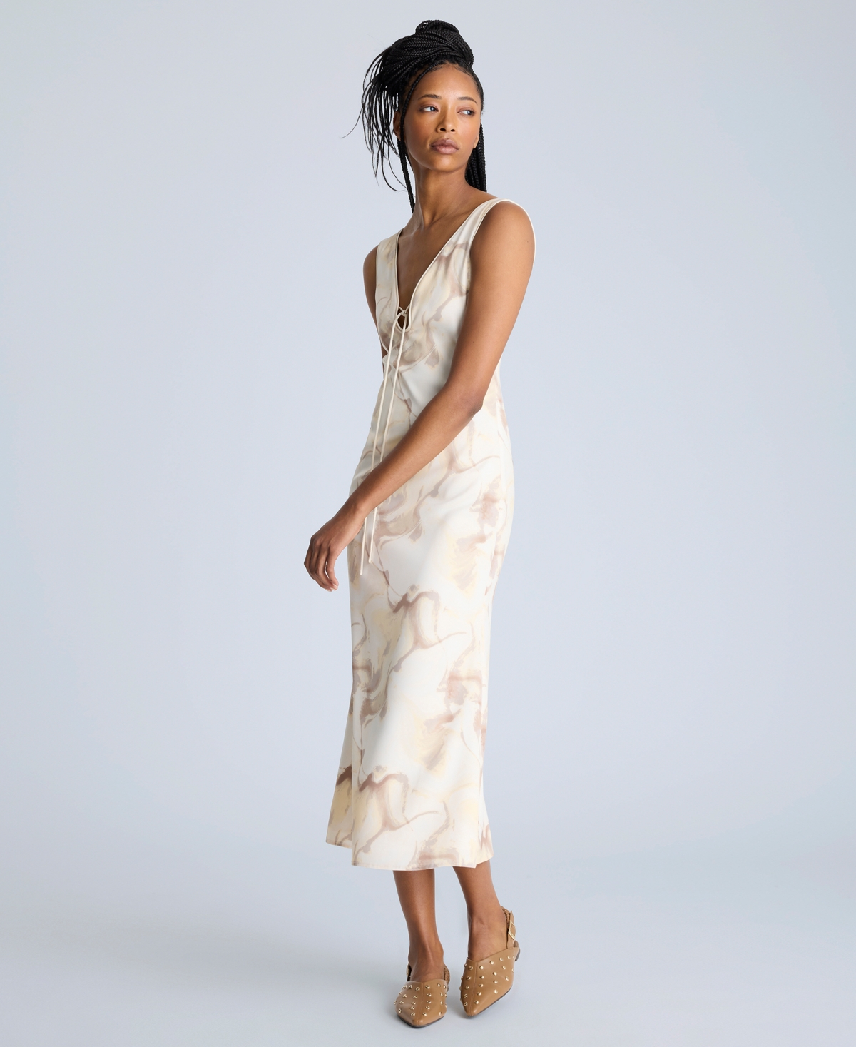 Kenneth Cole Floral Print Sleeveless Maxi Dress In Oyster Multi