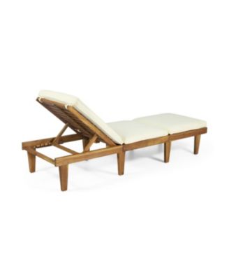 Streamdale Acacia Wood Chaise Lounge with Cushion - Teak Finish