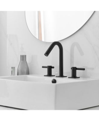 8 in. Widespread Double Handle High-Arc Bathroom Faucet Water-Saving With Drain Kit In Brushed Nickel