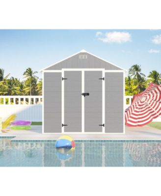 Campcraft 8x8 resin shed, durable PP, waterproof, UV/rust proof, large storage, HD window