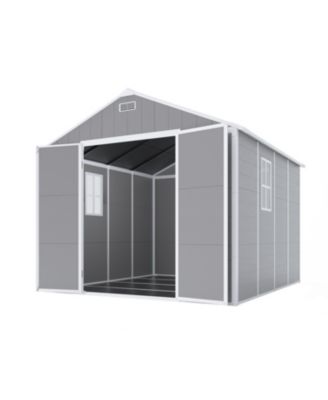 Campcraft 8x8 resin shed, durable PP, waterproof, UV/rust proof, large storage, HD window
