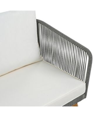 Streamdale 4-Piece Patio Furniture Set, Loveseat, Rope Conversation Set, Cushions (Beige/Grey)