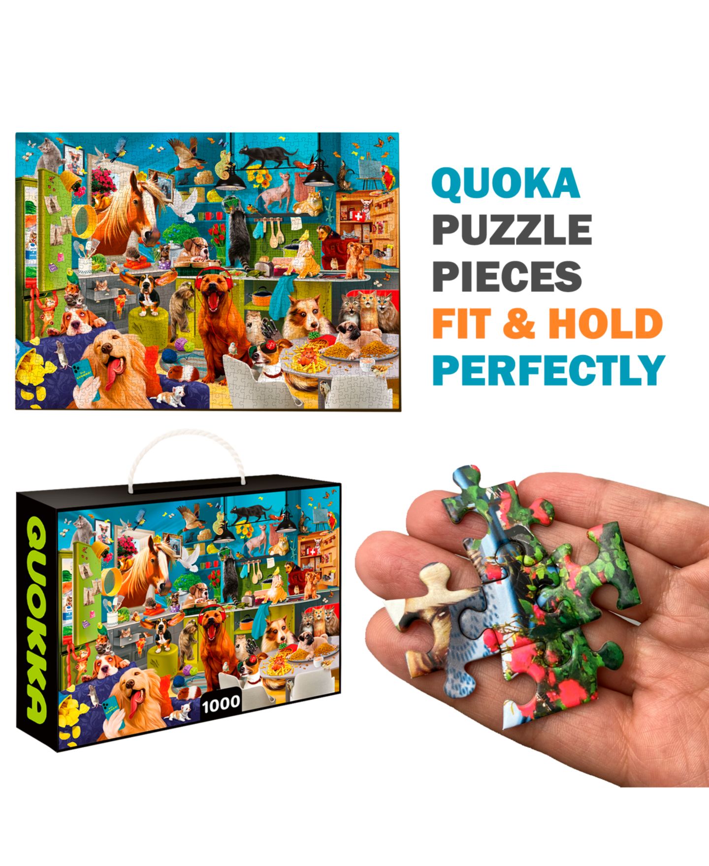 Детский пазл Quokka 1000 Pieces Jigsaw Puzzle, Ages 8+, цвет: 3 Set Animals — фото 5