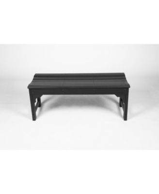 Streamdale Black, backless HDPE Adirondack bench, Wood texture, all-weather, UV protected