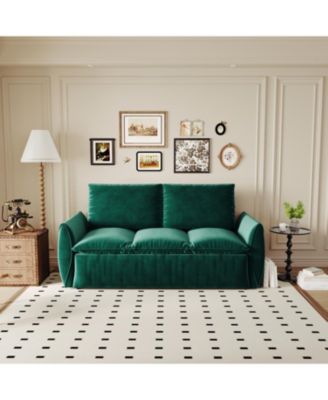 70.9" Convertible Sofa Bed with Pillow & Blanket, Green Velvet