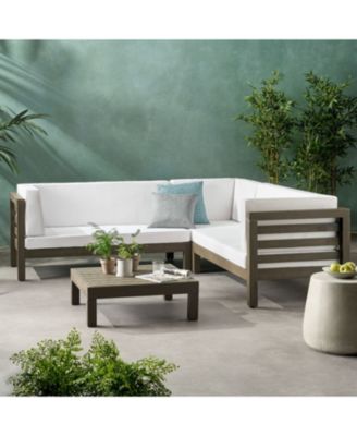 Streamdale Acacia Wood V-Shaped Outdoor Sectional Sofa Set