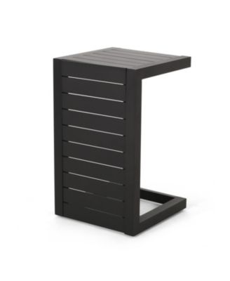 Modern Matte Aluminum C-Shaped Outdoor Side Table