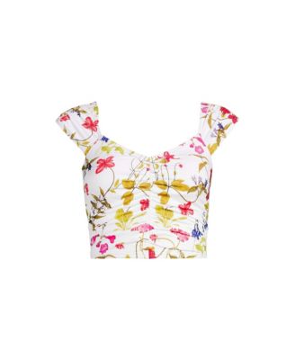 Women's Ruched Cap Sleeve Midkini Top