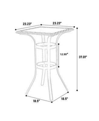 Streamdale 3-Piece Outdoor Rattan Bar Set, Glass Table, Wicker Stools, Brown