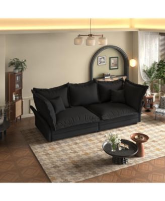 90.55" Modern Sofa with Deep Seat and Pillows, Convertible Chaise for Home Offices