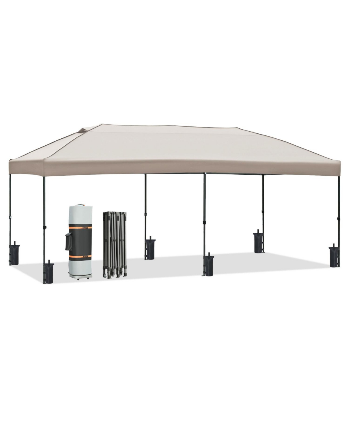 10x20 Khaki Pop Up Canopy Tent with Sidewalls & Wheeled Bag - Khaki
