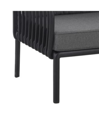 Streamdale 9pc Patio Set, Modern sectional with 2 tables, waterproof cushions, black & gray