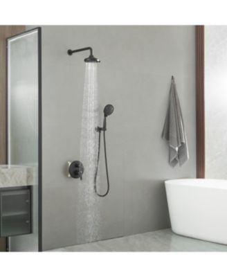 Single Handle 2-Spray Shower Faucet Set 1.8 GPM with Valve Dual Handheld Shower Head with High Pressure in Matte Black