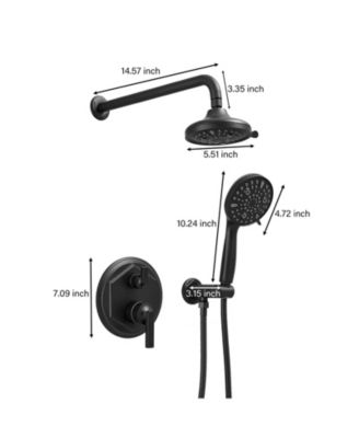 Single Handle 2-Spray Shower Faucet Set 1.8 GPM with Valve Dual Handheld Shower Head with High Pressure in Matte Black