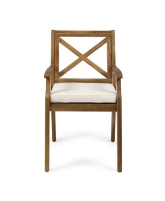 Streamdale White Cushion Patio Dining Chairs - Solid Wood, Water-Resistant
