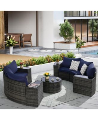 Streamdale 11-pc Half-Moon Patio Set, Sectional Sofa & Glass Coffee Table