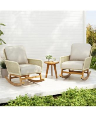 Streamdale Modern 3-piece outdoor rocking set, Ivory cushions, wood ...