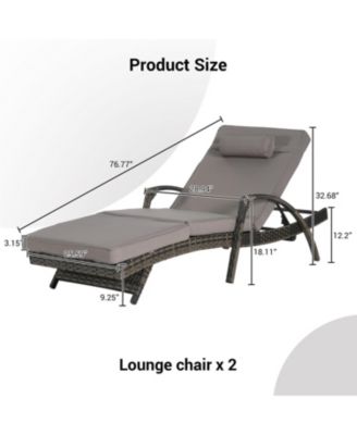 Streamdale Outdoor Wicker Reclining Lounge Chair Set, Cushioned, 150° Recline