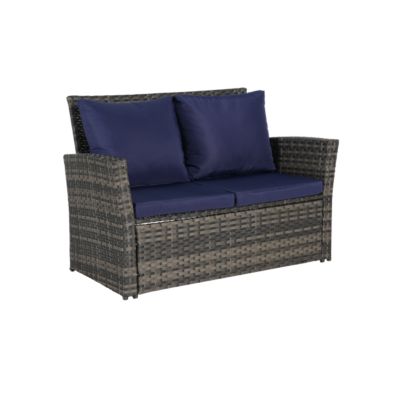 4-Piece Outdoor Patio Furniture Set, Rattan Chairs, Glass Table