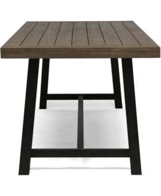 Streamdale Outdoor Acacia Wood 3 Piece Picnic Dining Set, Gray and Rustic Metal