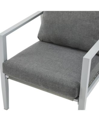 Streamdale Silver aluminum lounge chairs (set of 2) with rope accents and cushions